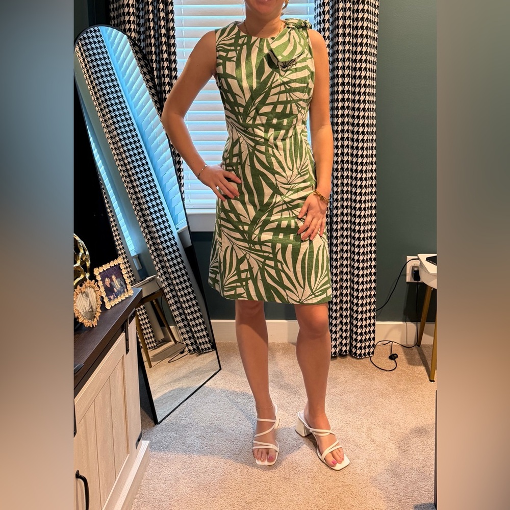 Kate Spade, Palm Frond Dress Knot Shoulder Dress, size 8 - Picture 3 of 11